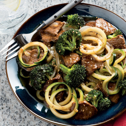 Beef and Broccoli over Zucchini Noodles